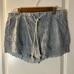 Banjara  light blue Lace Drawstring Shorts. Women’s size Large